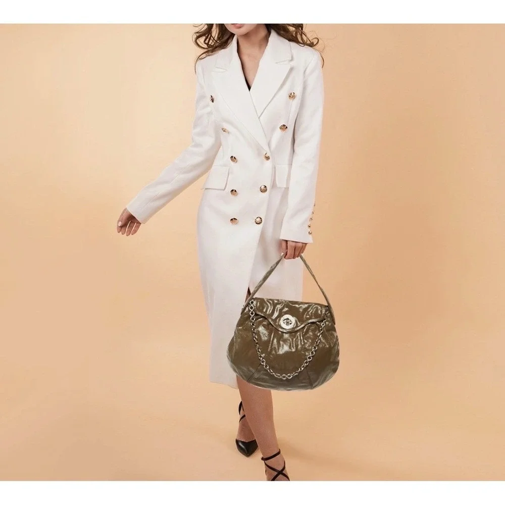 Marc by Marc Jacobs Totally Turnlock Leather‎ Chain hobo Shoulder Bag Brown